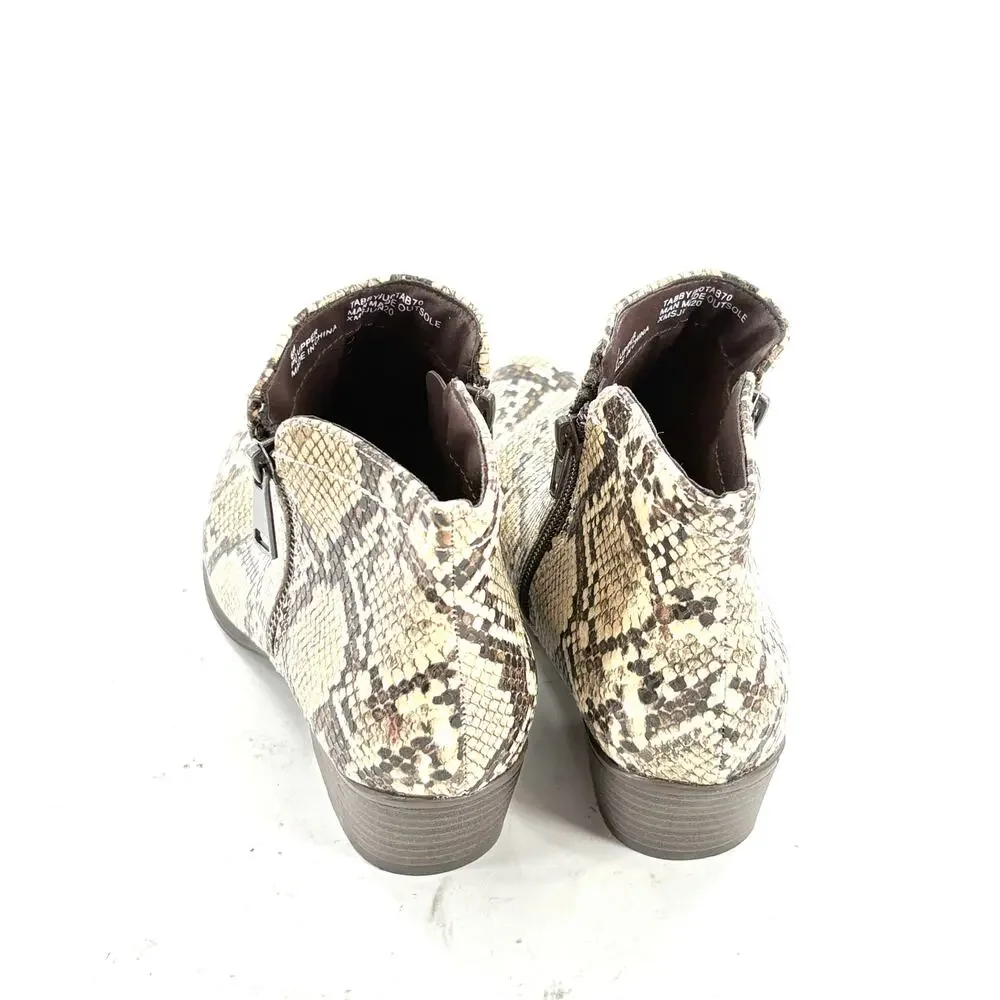 Unionbay Natural Snakeskin Tabby Boots 6 NWOT Ankle Booties Tan Brown Western
